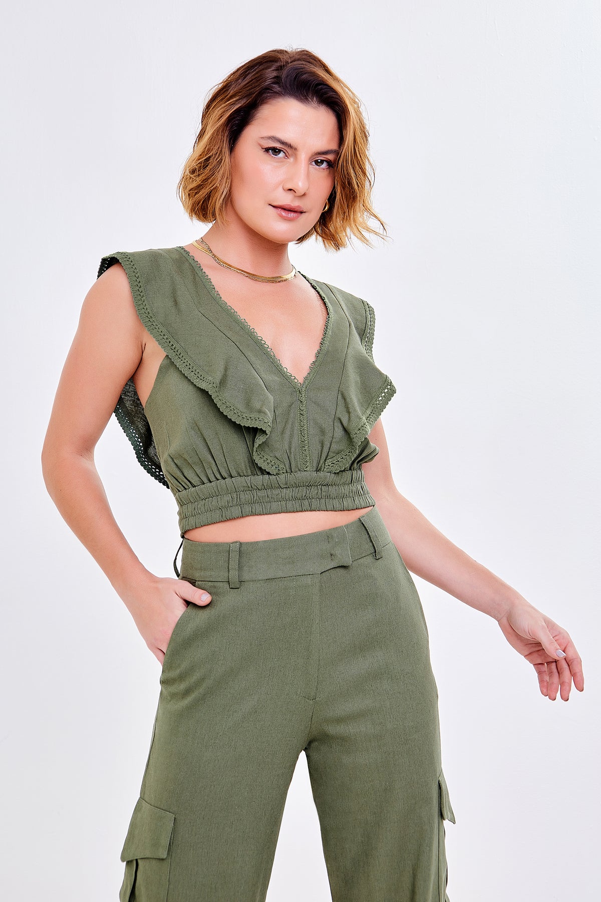 CROPPED CLARICE VERDE MILITAR